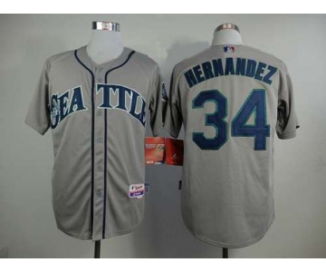 Men's Seattle Mariners #34 Felix Hernandez Gray Jersey