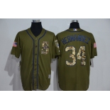 Men's Seattle Mariners #34 Felix Hernandez Green Salute to Service Majestic Baseball Jersey