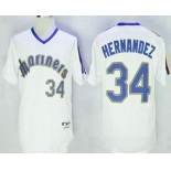 Men's Seattle Mariners #34 Felix Hernandez White Pullover Stitched MLB Majestic 1984 Turn Back the Clock Jersey