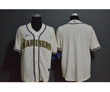 Men's Seattle Mariners Blank Cream Stitched MLB Cool Base Nike Jersey