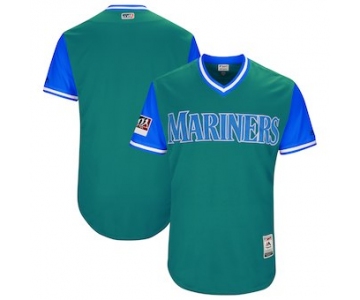 Men's Seattle Mariners Blank Majestic Aqua 2018 Players' Weekend Authentic Team Jersey