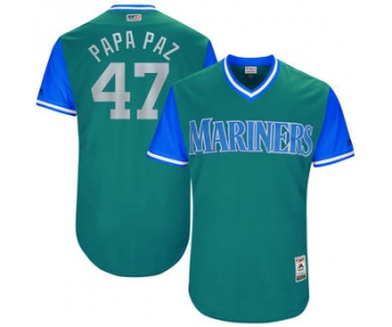 Men's Seattle Mariners James Pazos Papa Paz Majestic Aqua 2017 Players Weekend Authentic Jersey