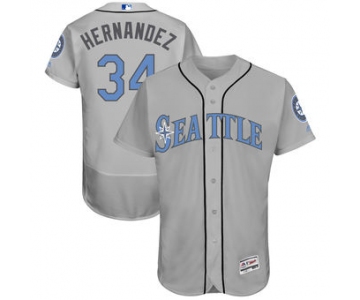 Men's Seattle Mariners#34 Felix Hernandez Majestic Gray Father's Day FlexBase Jersey