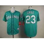 Seattle Mariners #23 Nelson Cruz Green With Silver Jersey