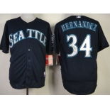 Seattle Mariners #34 Felix Hernandez 2014 Navy Blue Jersey