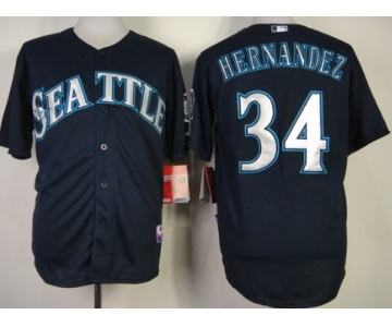 Seattle Mariners #34 Felix Hernandez 2014 Navy Blue Jersey