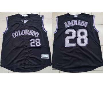 Men's Colorado Rockies #28 Nolan Arenado Black Vest Sleeveless Stitched MLB Majestic Cool Base Jersey