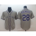 Men's Colorado Rockies 28 Nolan Arenado Gray Cool Base Jersey