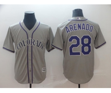 Men's Colorado Rockies 28 Nolan Arenado Gray Cool Base Jersey