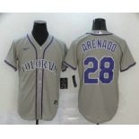 Men's Colorado Rockies #28 Nolan Arenado Gray Stitched MLB Cool Base Nike Jersey