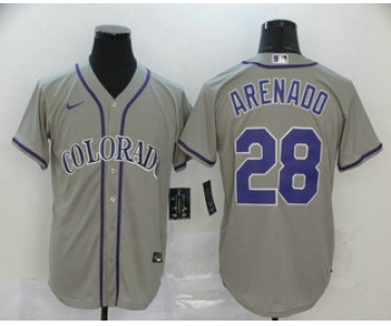 Men's Colorado Rockies #28 Nolan Arenado Gray Stitched MLB Cool Base Nike Jersey