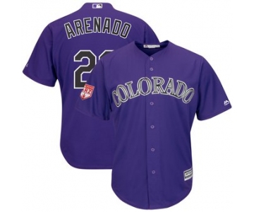 Men's Colorado Rockies 28 Nolan Arenado Majestic Purple 2019 Spring Training Cool Base Player Jersey