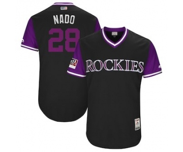 Men's Colorado Rockies 28 Nolan Arenado Nado Majestic Black 2018 Players' Weekend Authentic Jersey
