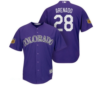 Men's Colorado Rockies #28 Nolan Arenado Purple 2017 Spring Training Stitched MLB Majestic Cool Base Jersey