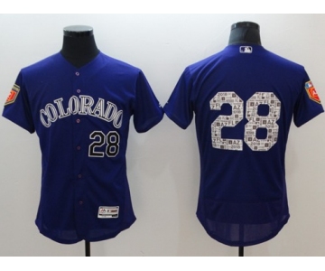 Men's Colorado Rockies #28 Nolan Arenado Purple 2018 Spring Training Authentic Flex Base Stitched MLB Jersey