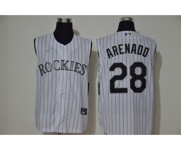 Men's Colorado Rockies #28 Nolan Arenado White 2020 Cool and Refreshing Sleeveless Fan Stitched MLB Nike Jersey