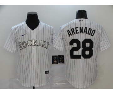 Men's Colorado Rockies #28 Nolan Arenado White Stitched MLB Cool Base Nike Jersey