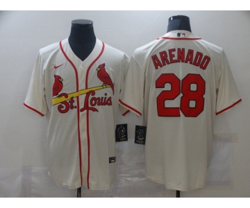 Men's St. Louis Cardinals #28 Nolan Arenado Cream Stitched MLB Cool Base Nike Jersey