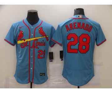 Men's St. Louis Cardinals #28 Nolan Arenado Light Blue Stitched MLB Flex Base Nike Jersey