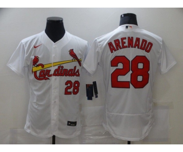 Men's St. Louis Cardinals #28 Nolan Arenado White Stitched MLB Flex Base Nike Jersey
