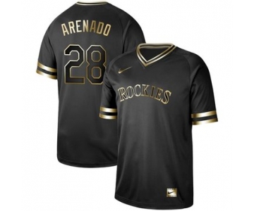 Rockies #28 Nolan Arenado Black Gold Authentic Stitched Baseball Jersey