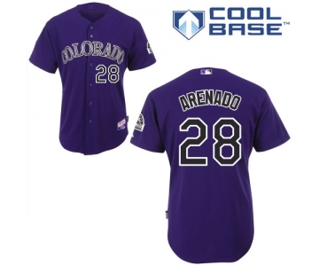 Rockies #28 Nolan Arenado Purple Cool Base Stitched Youth Baseball Jersey
