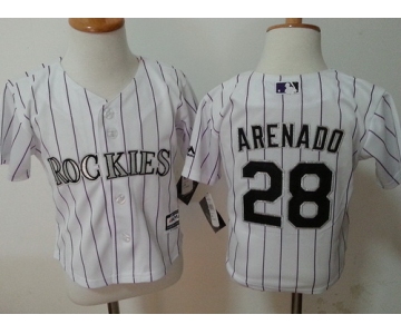 Toddler Colorado Rockies #28 Nolan Arenado White Home MLB Majestic Baseball Jersey