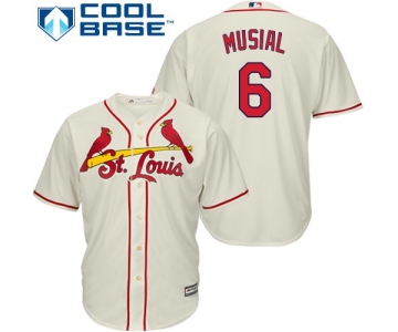 Cardinals #6 Stan Musial Cream Cool Base Stitched Youth Baseball Jersey