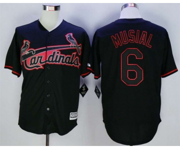Men's St. Louis Cardinals #6 Stan Musial Black New Cool Base Jersey