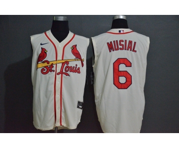 Men's St. Louis Cardinals #6 Stan Musial Cream 2020 Cool and Refreshing Sleeveless Fan Stitched MLB Nike Jersey