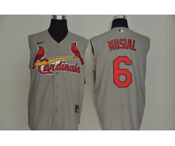 Men's St. Louis Cardinals #6 Stan Musial Gray 2020 Cool and Refreshing Sleeveless Fan Stitched MLB Nike Jersey