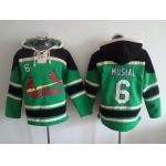 Men's St. Louis Cardinals #6 Stan Musial Green MLB Hoodie
