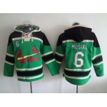 Men's St. Louis Cardinals #6 Stan Musial Green MLB Hoodie