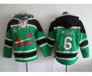 Men's St. Louis Cardinals #6 Stan Musial Green MLB Hoodie