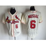 Men's St. Louis Cardinals #6 Stan Musial Retired Cream 2016 Flexbase Majestic Baseball Jersey