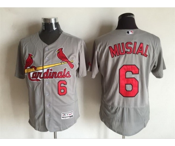 Men's St. Louis Cardinals #6 Stan Musial Retired Gray Road 2016 Flexbase Majestic Baseball Jersey