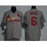 Men's St. Louis Cardinals #6 Stan Musial Retired Gray Road Stitched MLB Majestic Cool Base Jersey