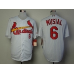 St. Louis Cardinals #6 Stan Musial White Cool Base Jersey