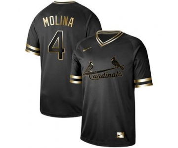 Cardinals #4 Yadier Molina Black Gold Authentic Stitched Baseball Jersey