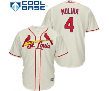 Cardinals #4 Yadier Molina Cream Cool Base Stitched Youth Baseball Jersey