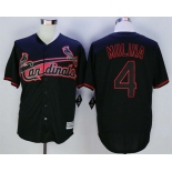 Men's St. Louis Cardinals #4 Yadier Molina Black New Cool Base Jersey