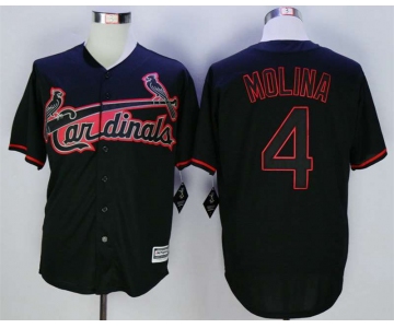 Men's St. Louis Cardinals #4 Yadier Molina Black New Cool Base Jersey