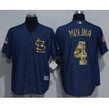 Men's St. Louis Cardinals #4 Yadier Molina Denim Blue Salute to Service Stitched MLB Jersey