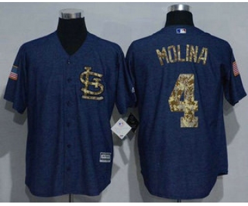 Men's St. Louis Cardinals #4 Yadier Molina Denim Blue Salute to Service Stitched MLB Jersey