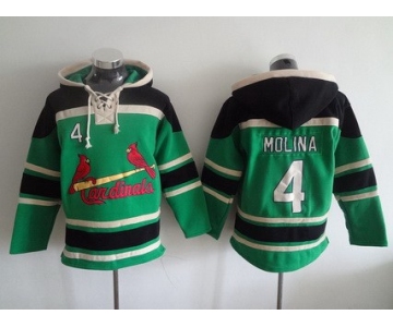 Men's St. Louis Cardinals #4 Yadier Molina Green MLB Hoodie