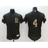 Men's St. Louis Cardinals #4 Yadier Molina Green Salute to Service 2016 Flexbase Majestic Baseball Jersey