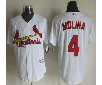 Men's St. Louis Cardinals #4 Yadier Molina Home White 2015 MLB Cool Base Jersey