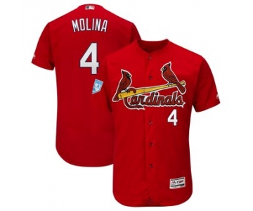 Men's St. Louis Cardinals 4 Yadier Molina Majestic Scarlet 2019 Spring Training Flex Base Player Jersey