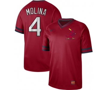 Men's St. Louis Cardinals #4 Yadier Molina Red Authentic Cooperstown Collection Stitched Baseball Jersey