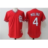 Men's St. Louis Cardinals #4 Yadier Molina Red Throwback Mesh Batting Practice Stitched MLB Mitchell & Ness Jersey